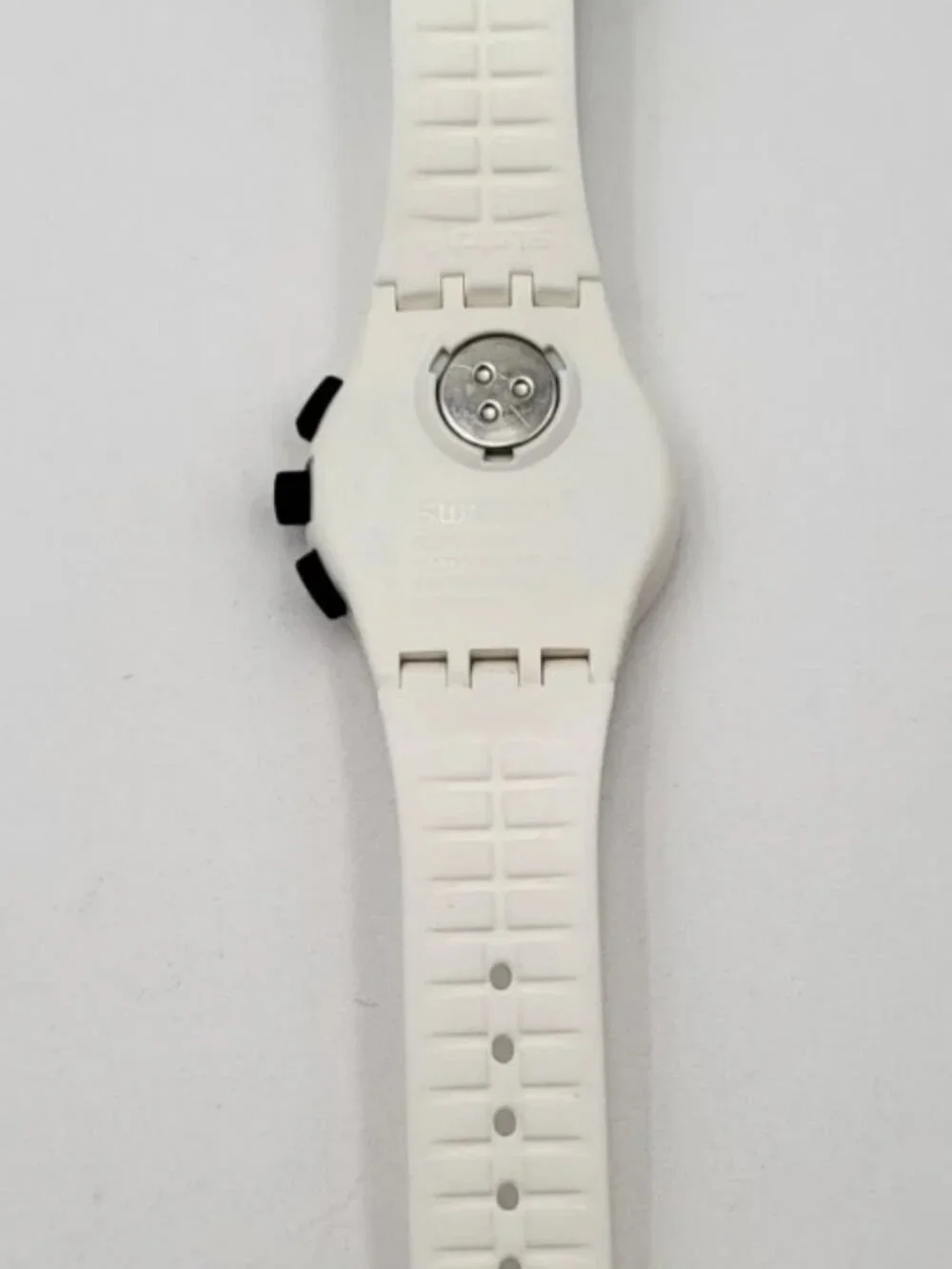 Swatch WHY AGAIN SUSW406 White Chronograph Swiss Quartz Watch 42